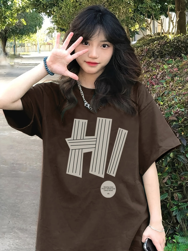Fashion Women T-shirt Simple Letter