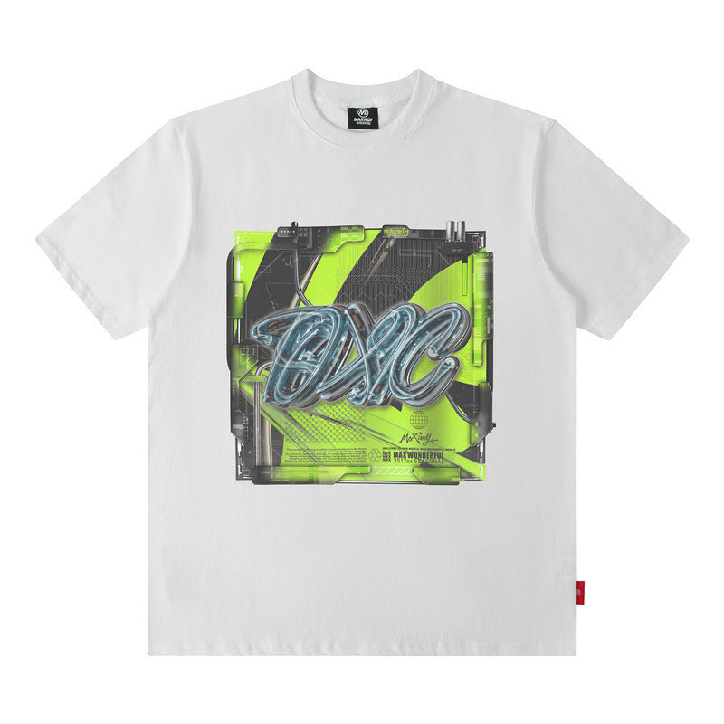 Men T Shirt Hip Hop Retro Letter Short Sleeve T-shirt for Men and Women