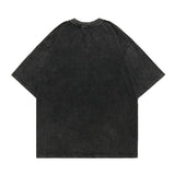 Men T Shirt Washed and Worn Printed Loose T-shirt Men's Summer Street