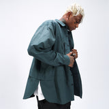 Men Long Sleeved T Shirt Long Sleeve Shirt Thin Coat Men's Casual round Hem Slit Shirt Fashion