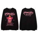 Men Long Sleeve Shirt Puff Print Couple Long Sleeve T-shirt Loose Men and Women
