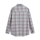 Men Long Sleeved T Shirt Plaid Long Sleeve Shirt Men's Casual Loose Spring and Autumn Embroidered Shirt Coat