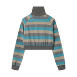 Men Hoodie Striped Stand Collar Zipper Coat Men and Women Letters