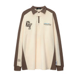 Men Hoodie Sweater Loose Men's Letter Embroidered Long Sleeve Polo Shirt