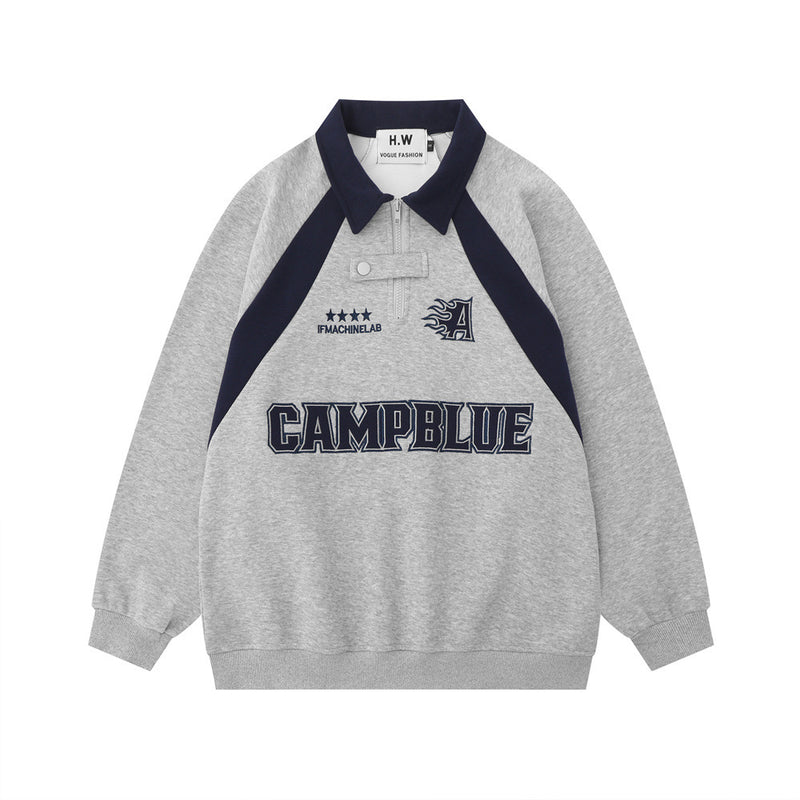Men Hoodie Sweaters Menswear Embroidered Letters Loose Polo