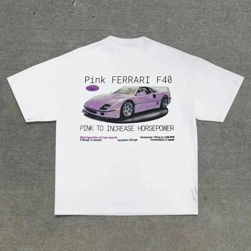 Cotton Car Letter Pattern Printed Design Short Sleeved