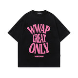 Men T Shirt Letter Short Sleeve T-shirt Men's Retro Loose Pure Cotton Couple