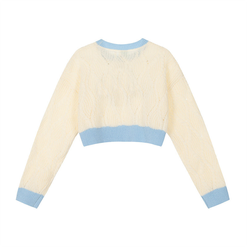 Women Sweater Short Sweater for Girls Autumn Leisure round Neck Long Sleeve
