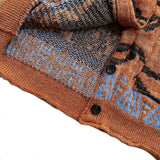 Kapital Sweater Vintage Hida and Macro Japanese Leisure Tiger Pattern Leopard Print Long Sleeve Loose V-neck Knitted Cardigan