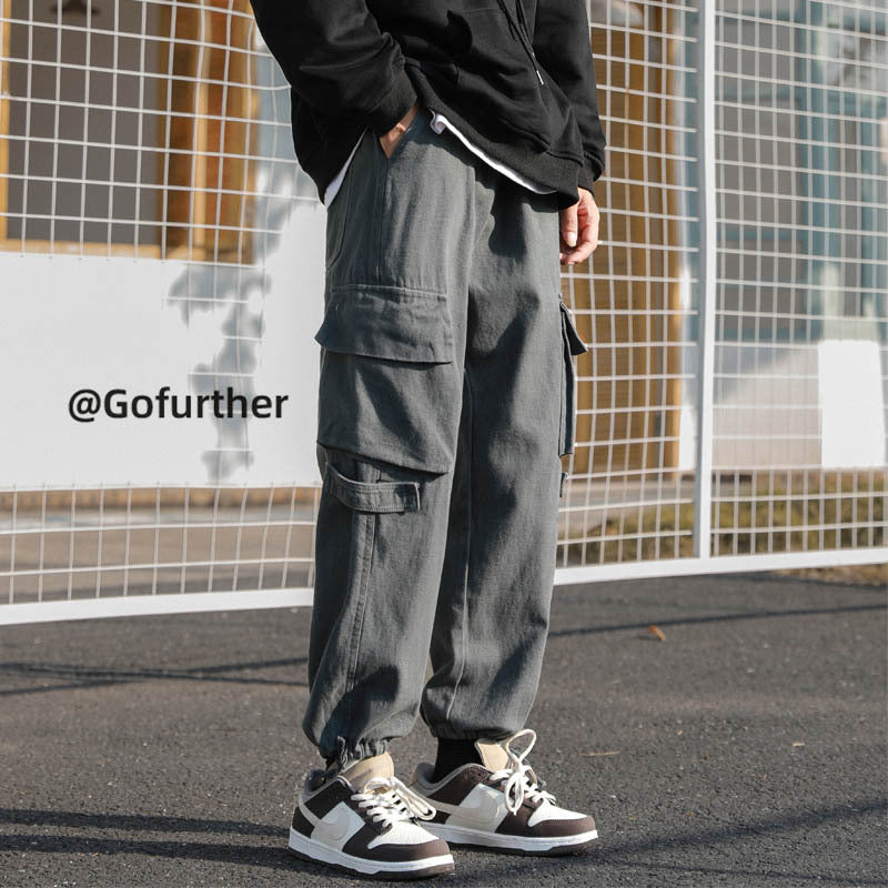 Men Sweatpants Overalls Men's Casual Pants Retro Loose