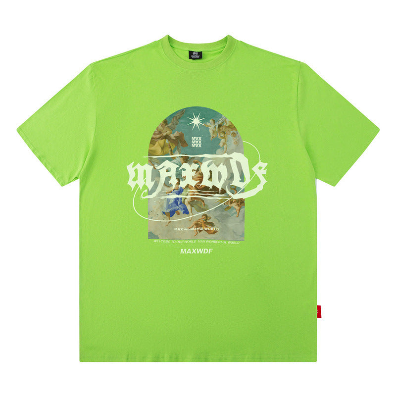 Men T Shirt Angel Print Short Sleeve T-shirt Men Couple Loose Fashion Brand