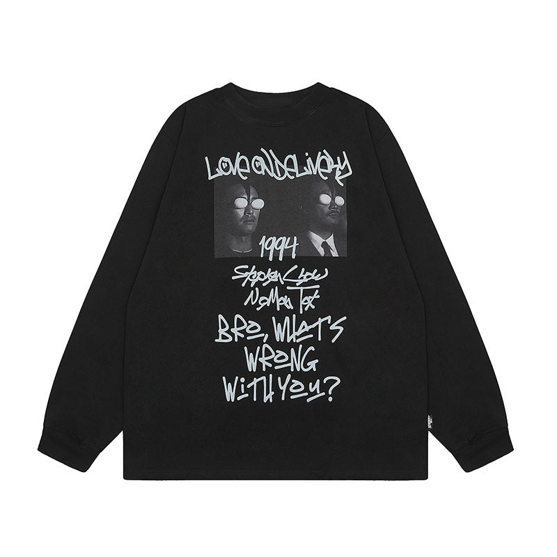 Men Long Sleeve Shirt Men's and Women's American Street Retro Vibe Style Long Sleeve
