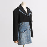 Frankie Shop Hourglass Blzer Women's Clothing Fashionable Jacket Denim Skirt