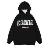 Men Hoodie Turtleneck Hooded Sweater Men's Paste Cloth Embroidery Letter Pullover