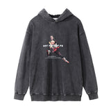 Men Hoodie Washed Distressed Hooded Sweaters Menswear Casual Loose Long Sleeve