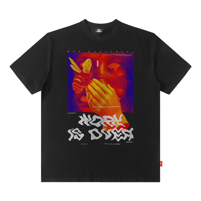 Men T Shirt T-shirt Street Vintage Portrait Short Sleeve Men and Women