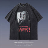 Men T Shirt Loose Printed Short Sleeve Fashion Brand Dark Retro T-shirt Men