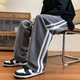 Men Sweatpants Autumn Loose Striped Casual Pants Straight Wide Leg