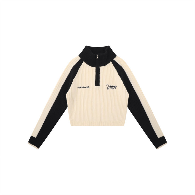 Women Sweater Splicing Knitwear Women's Autumn Leisure Long Sleeve