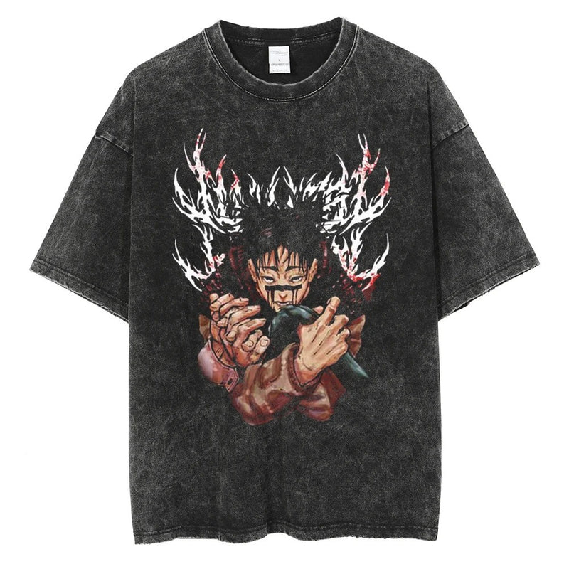 Men Hip Hop Streetwear Black T-Shirt Japanese Anime