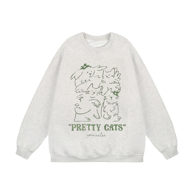 Men Hoodie Animal Printed Crew Neck Sweatshirt