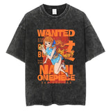 Large Washed Retro Street Men's and Women's Hip-hop Anime