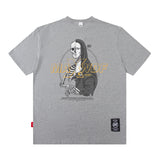 Men T Shirt Retro Portrait Printing T-shirt Men's and Women's Short Sleeve Loose Couple