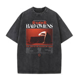 Washed Vintage Bad Omens Print T-shirt Funny Moth