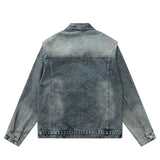Men Denim Jacket Washed Distressed Denim Jacket Workwear Jacket