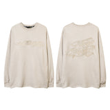 Men Long Sleeve Shirt Embroidered Letter Long Sleeve T-shirt Men and Women Loose Retro