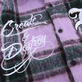 Men Long Sleeved T Shirt Embroidered Letters Colorblock Check Shirt Men's Ins Loose