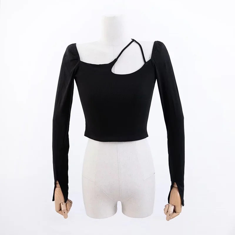 Women T-Shirt Spring Long-Sleeved, Slim-Fit, Short Top