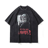 Men T Shirt Worn Looking Washed-out Portrait Short-Sleeved T-shirt Men Hiphop