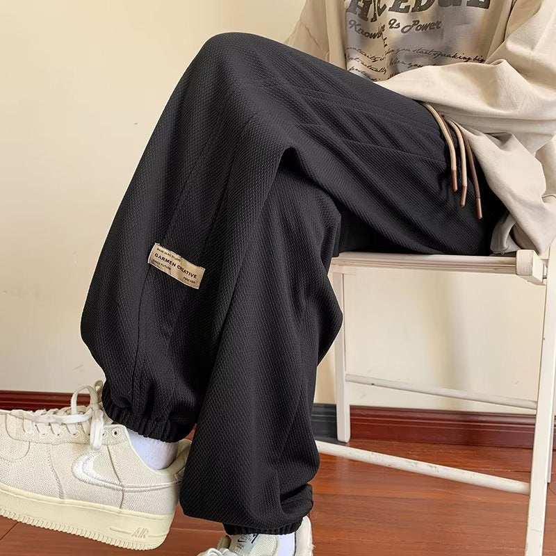 Men Sweatpants Men's Spring Waffle Sweatpants Loose Casual