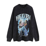 Men Long Sleeve Shirt Hiphop Vintage Graffiti Long Sleeve Bottoming T-shirt Men and Women Hip Hop