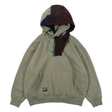 Men Fleece Lined Hoodie Stitching Hooded Hooded Sweaters Menswear Loose Pullover