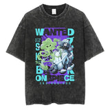 Large Washed Retro Street Men's and Women's Hip-hop Anime