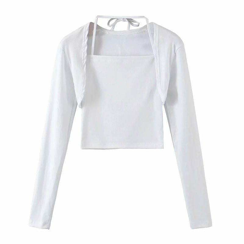 Women T-Shirt Vest Long Sleeve Short Top Women