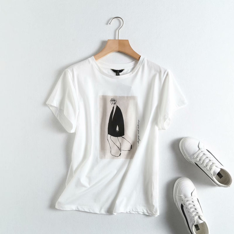 Women T-Shirt Printed Short-Sleeved T-shirt Women's T-shirt Loose