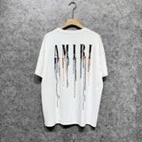 Amiri T Shirt Color Ink Splash Paint Colorful Casual Round Neck