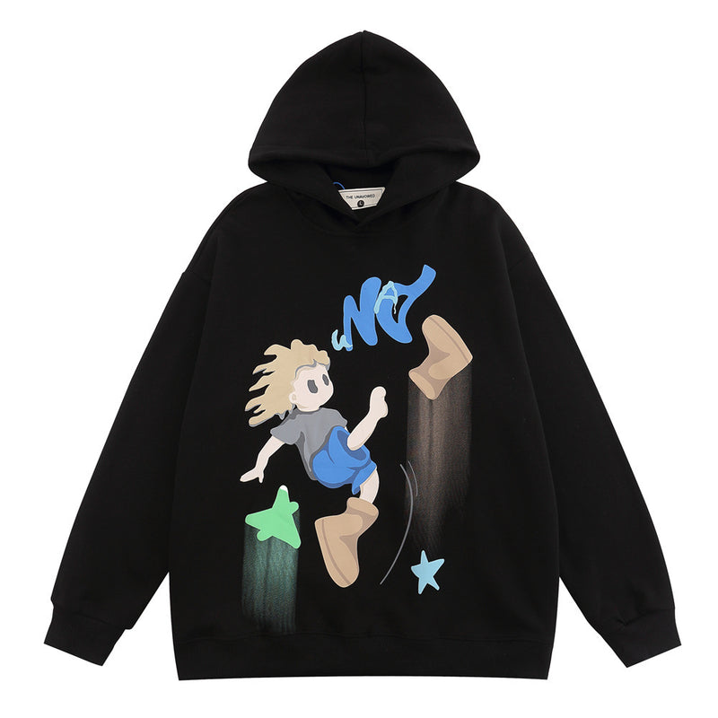 Men Hoodie Printed Hooded Loose Sweater Men's Spring and Autumn Loose Casual