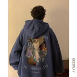 Men Hoodie Hooded Sweater Men's Spring Retro Baggy Coat