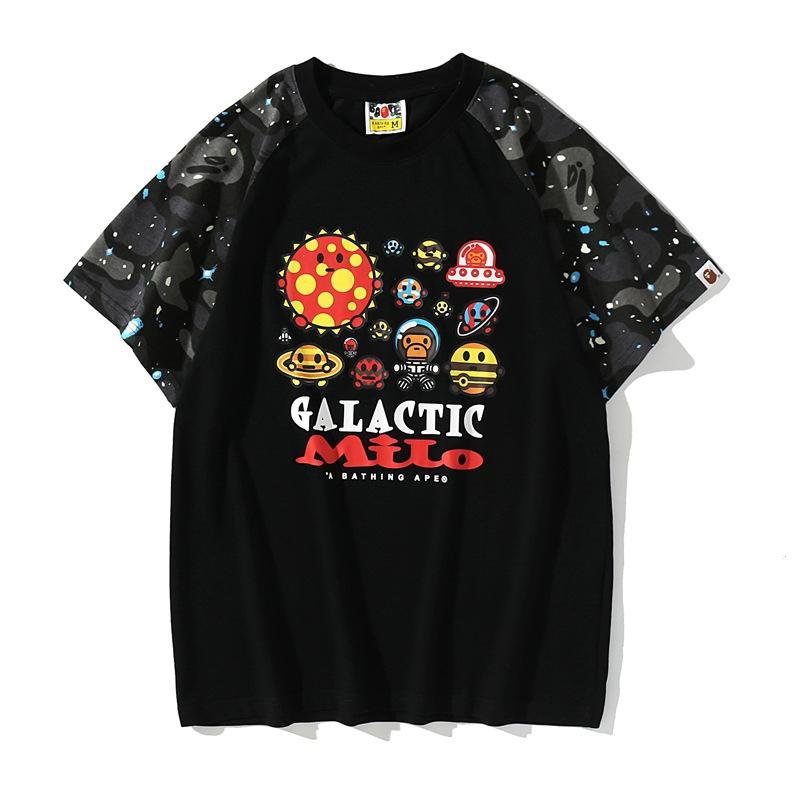 Bathing Ape T Shirt Summer Luminous Starry Sky Cartoon Printed Short Sleeve T-shirt
