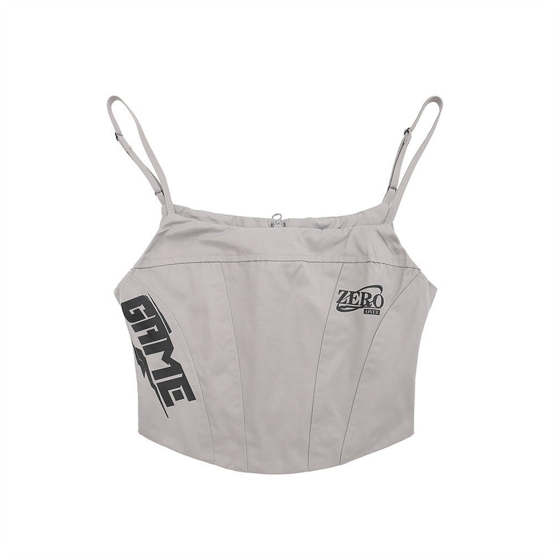Women Vest Back Camisole Back Letter Print Girls Bottoming Vest