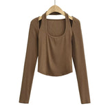 Women's T-Shirt Top Women's Slim-Fit Short Knitted T-shirt