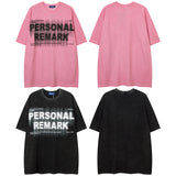 Men T Shirt Street Wash T-shirt Male and Female Trendy Brand Hip Hop round Neck Short Sleeve