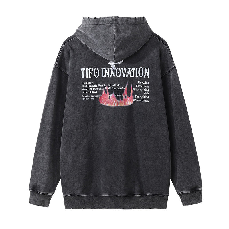 Men Hoodie Peace Dove Printed Hoodie Men's Autumn and Winter Casual Loose Casual