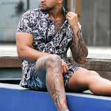 Men Co-Ords Spring/Summer Casual Lapel Short Sleeve Shirt Shorts Suit