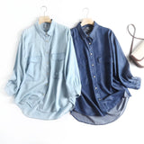 Women T-shirt Autumn Leisure Denim Shirt Top