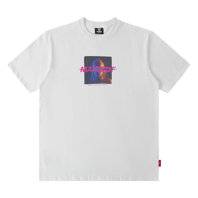 Men T Shirt Printed Short-Sleeved T-shirt Men and Women Couple Hiphop Summer